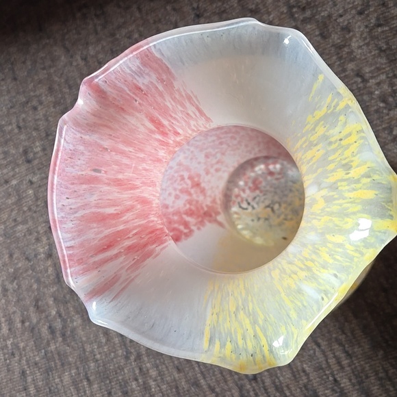 Vintage Murano? Colorful Glass Vase - Red and Yellow Blown Glass Tulip Neck - Picture 5 of 5